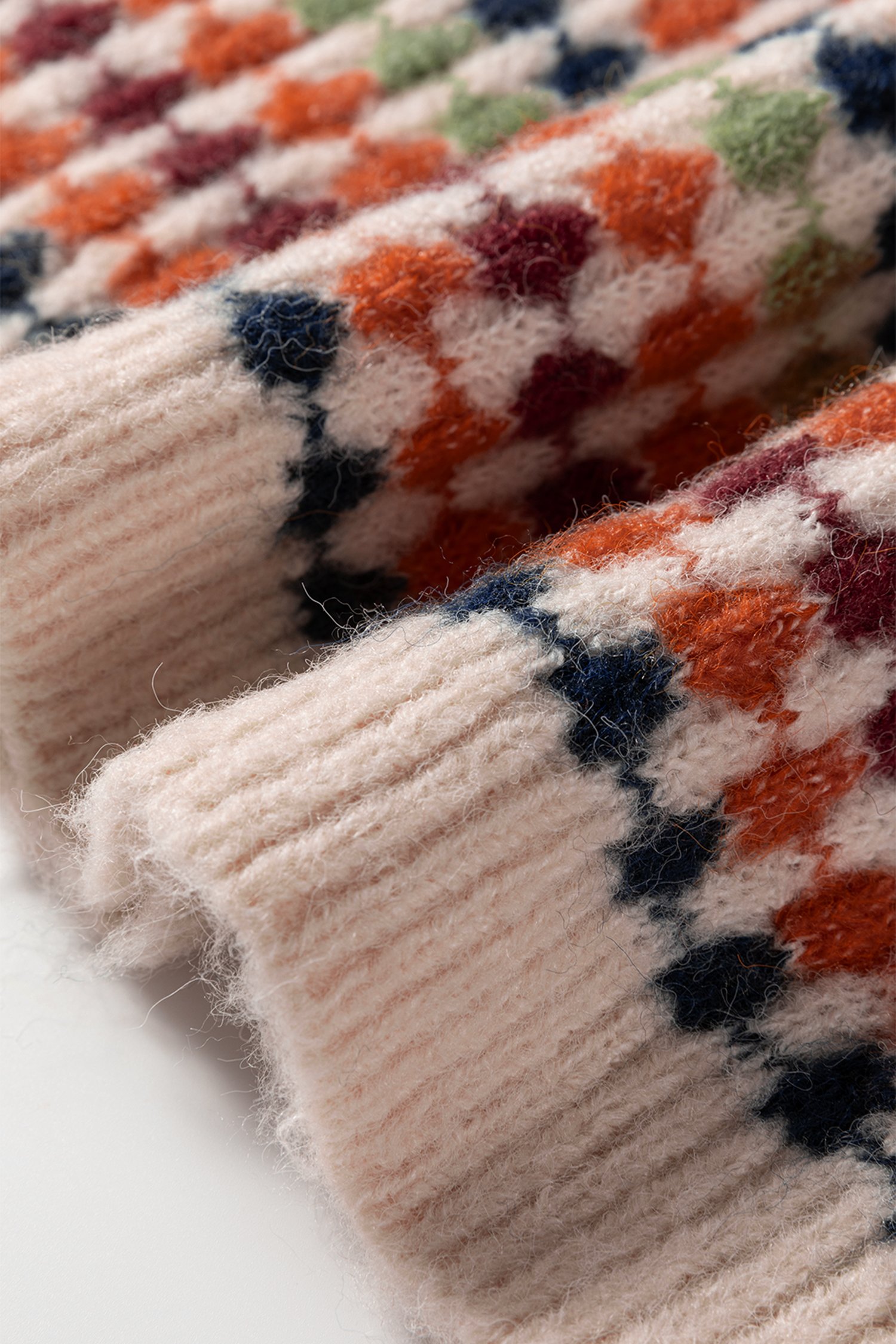 Multicolour Dotty Striped Pattern Knit Drop Shoulder Sweater - Image 7