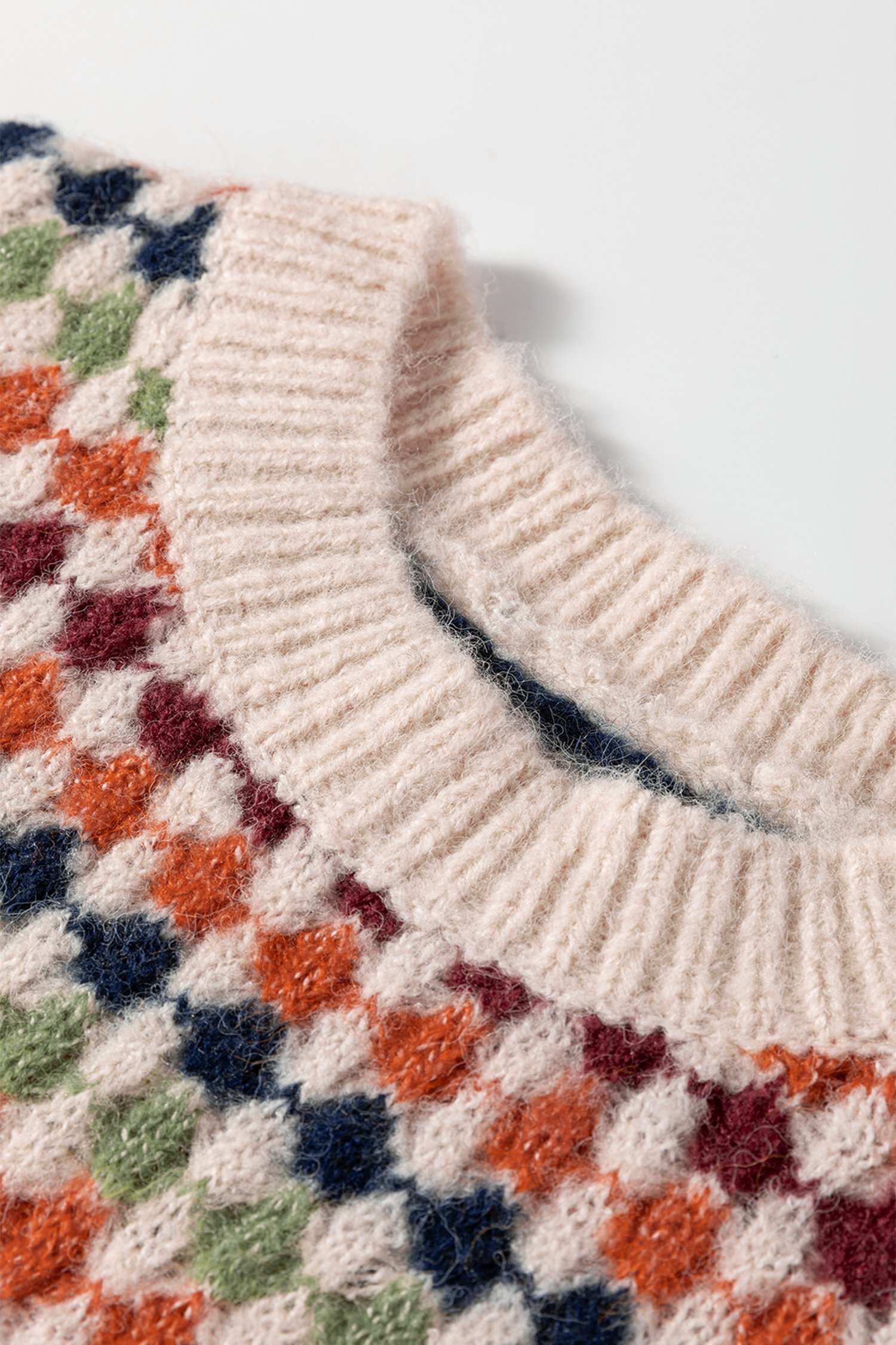 Multicolour Dotty Striped Pattern Knit Drop Shoulder Sweater - Image 5