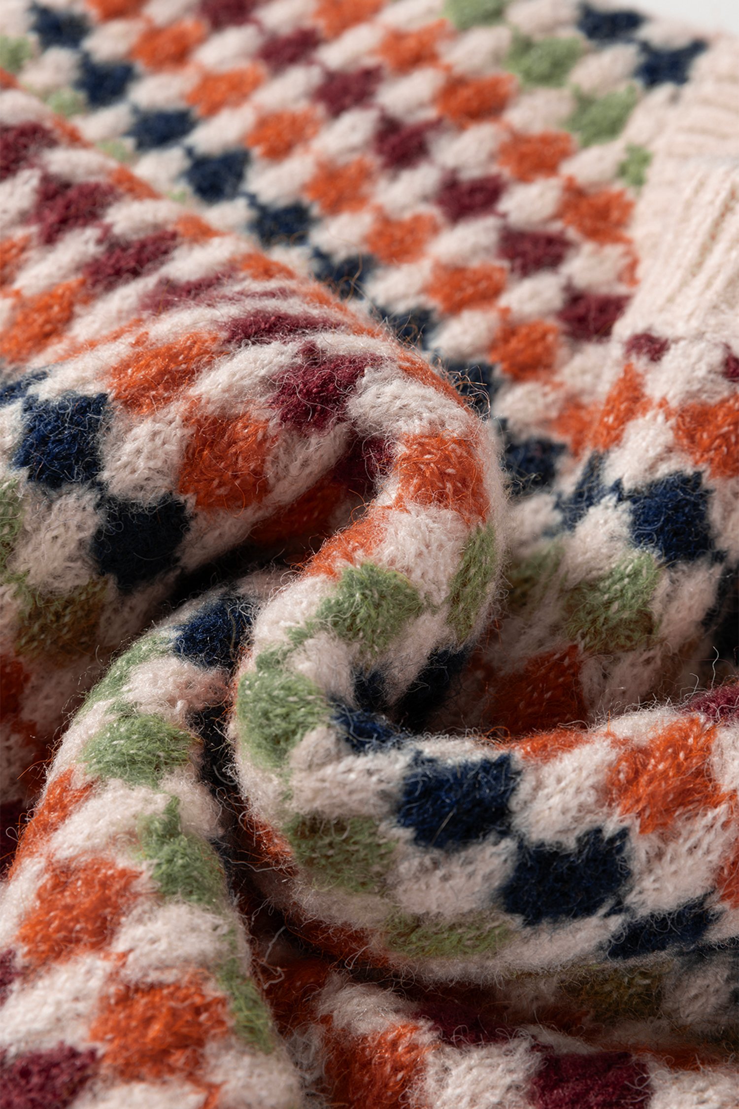 Multicolour Dotty Striped Pattern Knit Drop Shoulder Sweater - Image 8