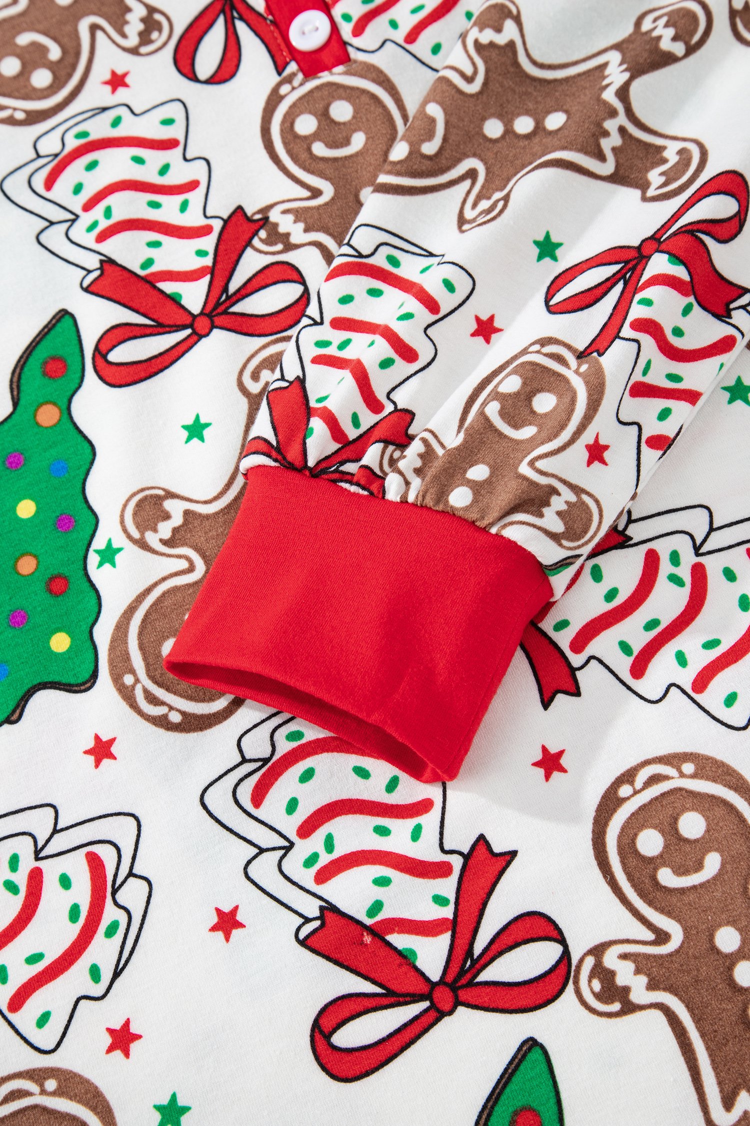 White Christmas Pattern Button V Neck Pullover Drawstring Pants 2pcs Lounge Set - Image 8