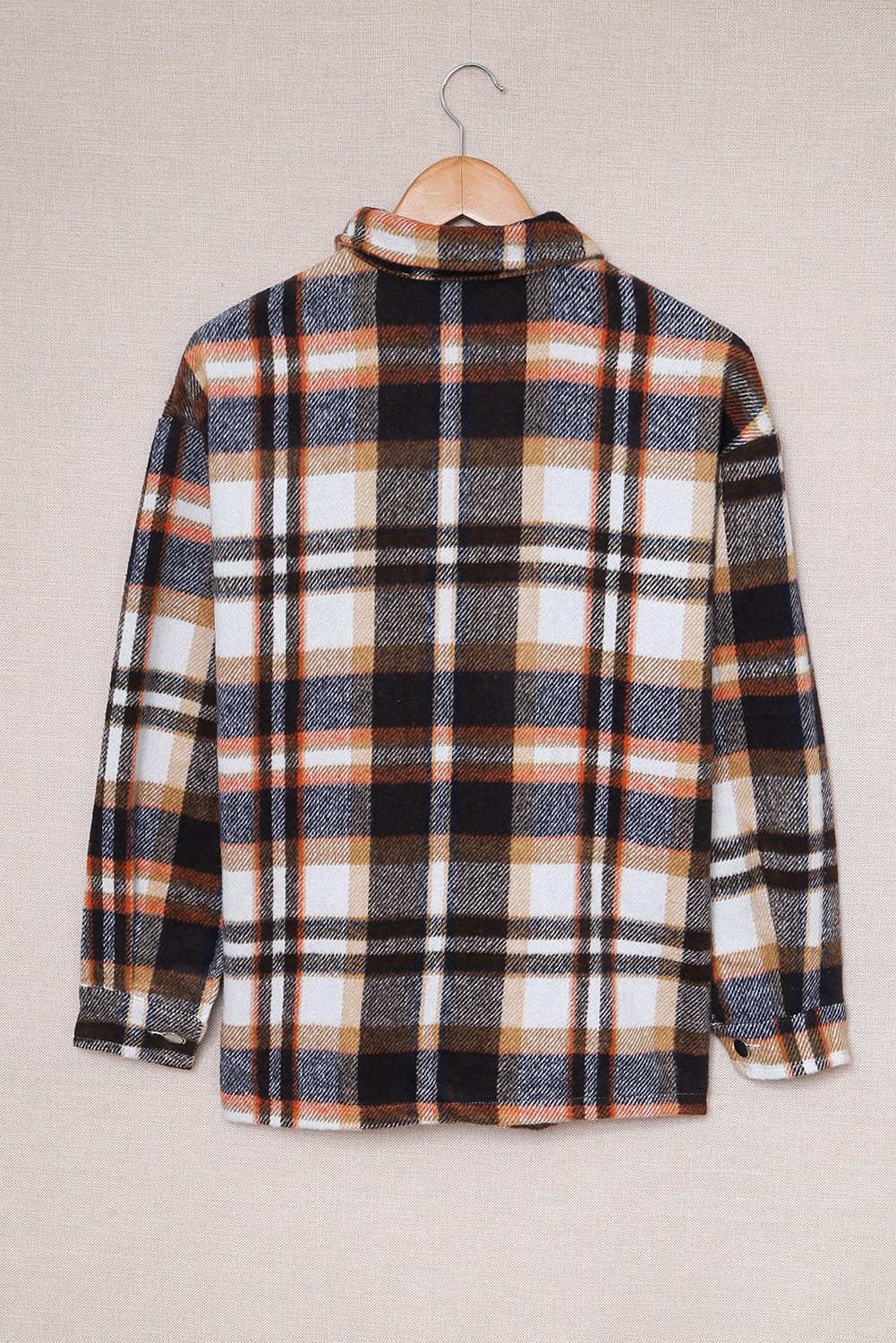 Geometric Plaid Print Pocketed Shacket - Image 6