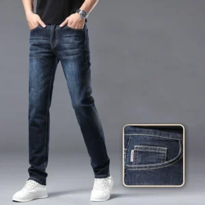Male Elastic Thin Slim Fit Narrow Leg Jeans Men Fashion Casual Simplicity Straight Leg Jeans High Quality Carbon Black Trousers