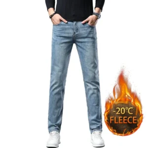 High-end Jeans for Men, Winter Plush, Slim-fit, Small-footed, Retro-chic, Versatile, Fall-winter Pants Fashion Men's Trousers