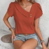 Solid Color Casual Slim Blouses For Women Fashion 2025 Summer Vintage Women's Shirts And Blouses Elegant Youth Female Tops