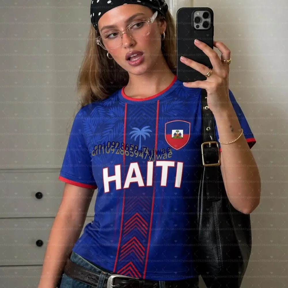 2026 Haiti Soccer Jersey Women Men Sports T-Shirts Brasil Flag Street Plus Size Soccer Jerseys Unisex Graphic plus size T Shirts