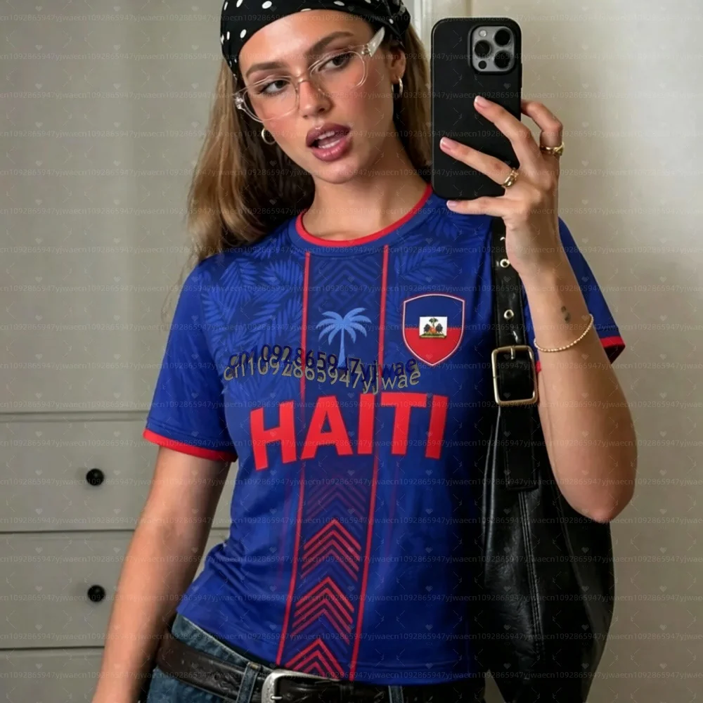 2026 Haiti Soccer Jersey Women Men Sports T-Shirts Brasil Flag Street Plus Size Soccer Jerseys Unisex Graphic plus size T Shirts - Image 2