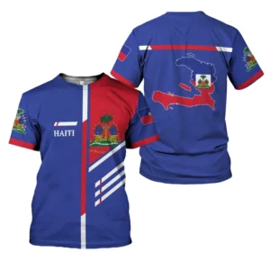 Fashion 2026 Haitian Flag Pattern T-shirt 3D Printed Haiti National Day Short Sleeves Tops Fashion Street T Shirt Crew Neck Tees